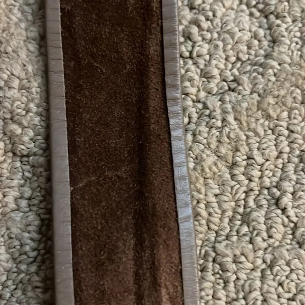 Brown Suede-Lined Belt with Gold Chain Buckle